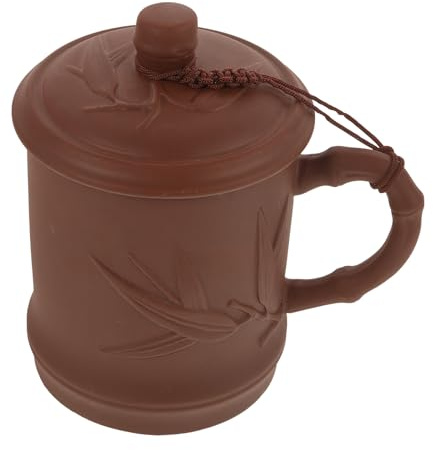 FONDOTIN Argile Violette Zisha avec Couvercle, Tasse Artisanale Ronde en Céramique Chinoise, Mug de Bureau Décoratif pour Service à Thé Traditionnel, 1 Pièce, Style Maison