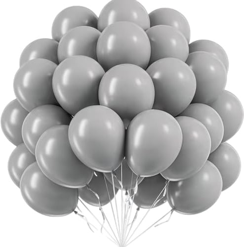 Luftballons Grau, 60 Stück 10 Zoll Rund Latex Ballons, Grau Geburtstag Dekoration Luftballon für Valentinstag, Geburtstag, Hochzeit, Jubiläum, Baby Shower, Party Deko
