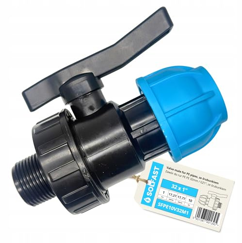 PE Kugelhahn 32 mm 1 AG Klemmverbinder Absperrventil für PE Rohr Bewässerung Garten Wasserleitung Ventil Außengewinde