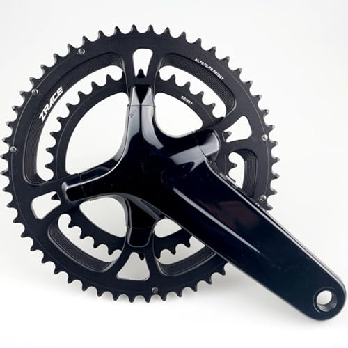 TONIXY Plato asimétrico de carretera 50-34T para 105 R7000 para ULTEGRA R8000 para DURA-ACE R9100, 110BCD 4 pernos AL7075 Bielas de bicicleta negro (34 50T)