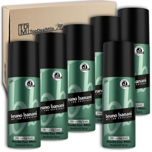 TopDealMile Lot de 6 déodorants en spray Bruno Banani Made For Men de 150 ml