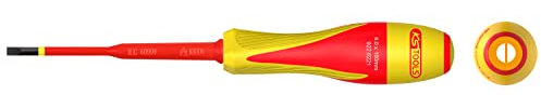 KS Tools 922.6221 - Tournevis fente 4,0 x 100mm - Bi-matière isolé 1000V - Pour borniers électriques - En acier S2 - Pointe brunie