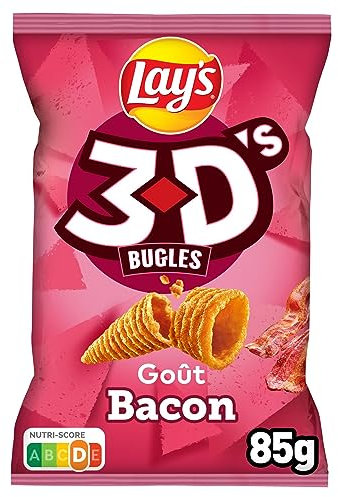 Lay's 3D'S Bugles Goût Bacon 85 g, 85g (Lot de 1) (Packaging may vary)