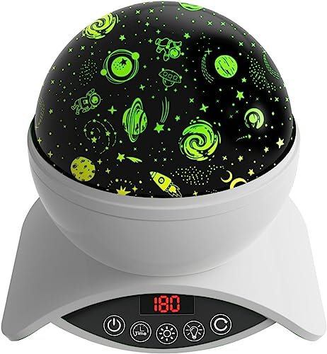 AISUO Lighting Lamp, Star Projection with Auto Shut Off Timer, 7 Color Rotating Options by Remote, Rechargeable Lithium Battery & Dimmable Function, for Kids, Children, Friends