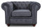 Sessel Chesterfield Asti - Couch, Couchgarnitur, Couchsessel, Loungesessel, Stühl, Holzfüße - Glamour Design (Graphit (Capri 16))