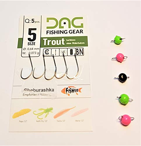 DAG Cheburashkas und Haken der Firma FishUp mit Öhr, ohne Widerhaken in der Größe 5