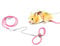 Pet Hamster Adjustable Harness - Small Rat & Mouse Training Lead Leash with Finder Bell (Pink)
