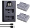 DuraPro 2Pcs LP-E5 Battery Batterie + LED USB Dual Charger with Type C Port for Canon LP-E5 and Canon EOS Rebel XS, Rebel T1i, Rebel XSi, 1000D, 500D, 450D, Kiss X3, Kiss X2, Kiss F Cameras