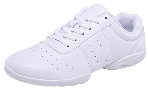 DADAWEN Damen Cheer Schuhe Mädchen Sneaker Outdoor Fitness Gymnastik Training Jazz Yoga Tanzschuhe,Weiß,40 EU