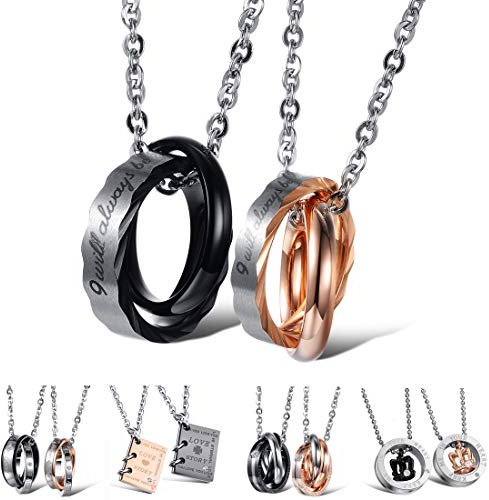 Kim Johanson Edelstahl Pärchen Halsketten *Verschiedene Motive & Farben* in Roségold, Gold & Silber Freundschaftskette, Geschenk, Glücksbringer, Schmuck, Kette inkl. Schmuckbeutel (With You)