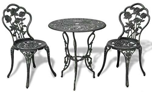 Tidyard 3-TLG.Bistro-Set Bistroset Bistro-Set Gartenmöbel Mit 1 Tisch und 2 Stühle,Balkonset Gartenmöbelset Bistrotisch Stehtisch Balkonstuhl für Garten,Balkon,Terrasse,Aluminiumguss+Gusseisen