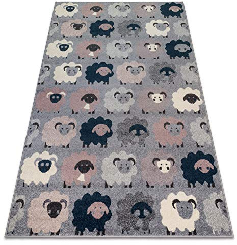 rugsx Teppich HEOS Sheeps Kinderteppich für Babyzimmer, Spielteppiche, Kinderzimmer, Moderne Schafe grau/blau 120x170 cm