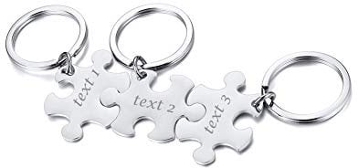 VNOX 2/3/4/5 Pcs Anpassen Personalisierte Freundschaft/Liebe Familie Puzzle Paar Anhänger Halsketten/Schlüsselanhänger/Armbänder für Liebhaber Freund BFF, Edelstahl Schmuck,Kostenlose Gravur