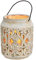 Windlicht Laterne mit Blumenmuster aus Ton Weiß (B/H/T) 15x19x15cm