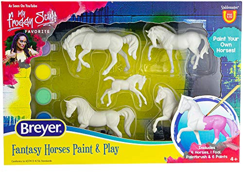 Breyer - 90.4235 - Fantasy Horses Paint and Play - 4 Horses, 1 Foal, Paintbrush and 6 Paints.