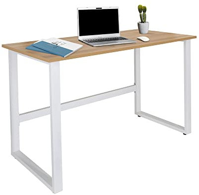 hjh OFFICE 830075 Schreibtisch 120x60 cm WORKSPACE Light I Eiche hell/Weiß schmaler Computertisch mit Stahlgestell