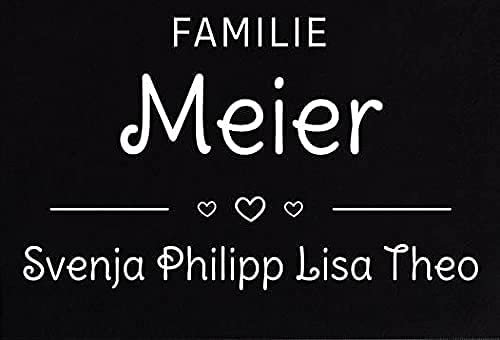 Personalisierte Fußmatte | Fußmatte Familie personalisiert | Fußmatte für Paare & Familien | Heimathafen | Herzdesign (Familie #2)