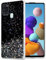 Cadorabo Hülle kompatibel mit Samsung Galaxy A21s Rundumschutz TPU Silikon Case Mädchen Glitzer Strass Design Slim Kratzfest Weiche Gummi Bling Schutzhülle für Samsung Galaxy A21s in Schwarz