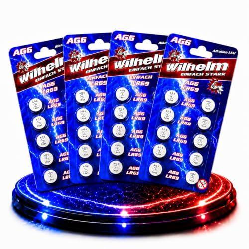 Wilhelm AG6 Alkaline Knopfzellen 1,5 V (LR69, LR921, 171, 371) – 40 Stück