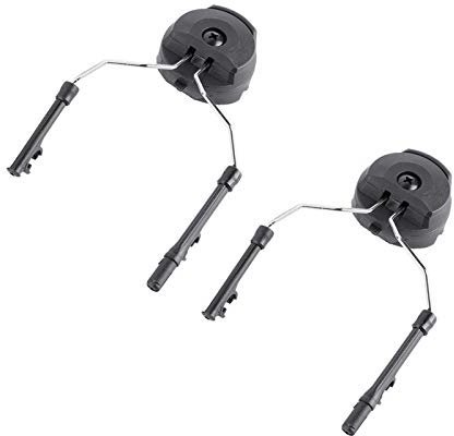 Helmschienen-Adapterhalter, 1 Paar POM und Edelstahl-Helmbogen-Schienenaufhängung, Headset-Unterstützung, Linke und Rechte Seite, Befestigungen für Comtac-Headset, Schwarz(Schwarz)