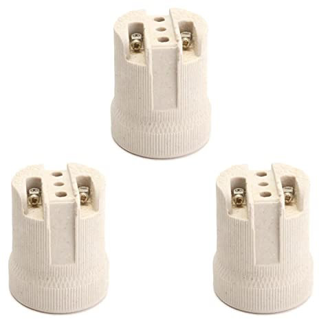 LEDSone Keramik-Porzellan ES27 E27 Edison-Schraube Wärme Vintage Lampe Halter mit Halterung (3 Stück, Form 3) (Stil 1, 3er-Pack)