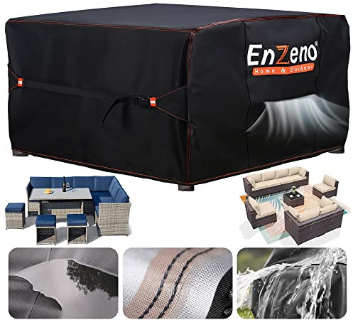 Enzeno Cube Garden Furniture Covers Waterproof for Outdoor, patio Rattan Cube Set Cover outside, Heavy Duty Oxford Fabric Garden Square Table Cover with Air Vent (250 * 250 * 90 cm)