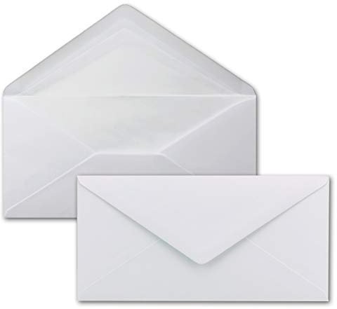 50 x DIN Lang Briefumschläge - Weiß mit weißem Seidenfutter - 11x22 cm - 100 g/m² - ideal für Einladungen, Weihnachtskarten, Glückwunschkarten aus der Serie Farbenfroh