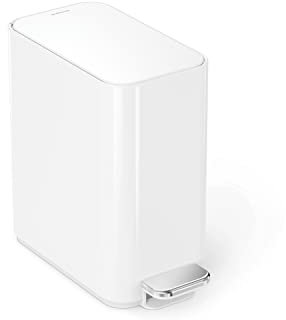 simplehuman CW2102 5 Litre Slim Pedal Bin White Steel