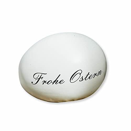 Loberon Deko-Ei Tigra, von Hand Bedruckt, Osterei mit geschwungenem Schriftzug, nostalgischer Charme, Ostern, Osterdekoration, Osterschmuck, Polyresin, weiß/schwarz