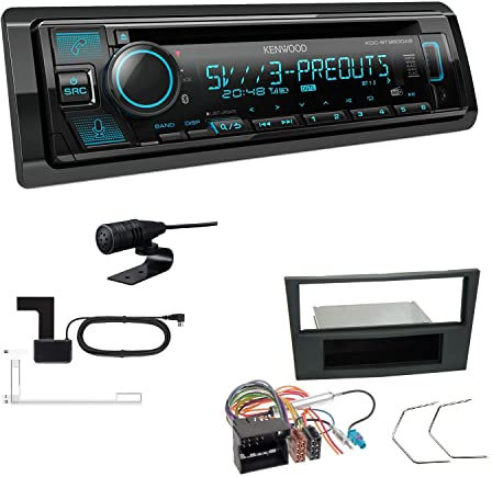 Kenwood KDC-BT960DAB 1-DIN Autoradio CD-Tuner mit Bluetooth Digitalradio DAB+ inkl. Einbauset passend für Opel Astra H 2004-2010 Charcoal