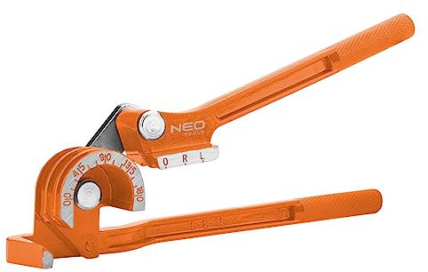 NEO TOOLS 3-in-1-Rohrbieger, Rohrgrößen 66,3 mm; 1/4, 8mm; 5/16, 10mm; 3/8, Biegebereich 0-180 Grad, Länge 270 mm, Aluminium- und Kupferrohre, Biegeskala am Kopf, Skala für Biegeverfahren L/R