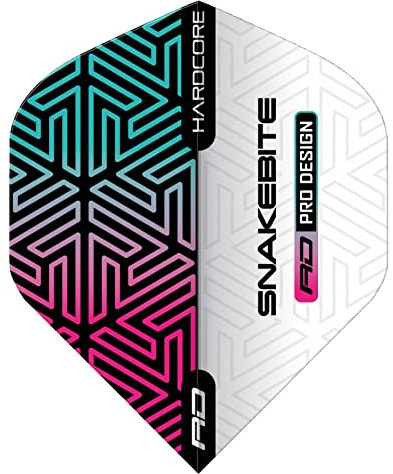 RED DRAGON Peter Wright Snakebite Hardcore Premium Weiß und Regenbogen Dartflug - 3 Set pro Packung (insgesamt 9 Dart-Flights)