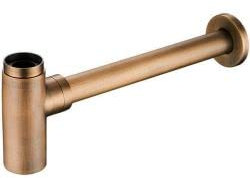 VALAZ Sifone di scarico visto oro antico oro antico per lavabo in ottone e acciaio inox 1/4