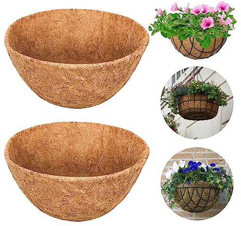 Riare 2 Stück Ø30cm Natürliche Runde Kokosfaser Liner Kokoseinlage Hängende Körbe für Garten Blume Gemüse Pflanzgefäß Blumentopf (2, 12inch)