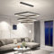 Mikeru LED Esstisch Pendelleuchte, 3-Ring Moderne Quadratischer Kronleuchter, Dimmbar mit Fernbedienung Deckenbeleuchtung, Höhenverstellbar Wohnzimmerlampe, Geeignet für Esstisch, Wohnzimmer