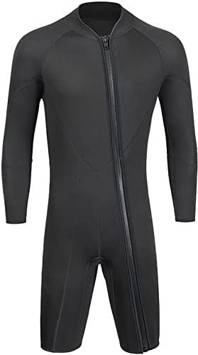 Samnuerly Shorty Wetsuit Mens 3mm Long Sleeves One Piece UV Protection Diving Wetsuit for Spearfishing Snorkeling Surfing (Color:Black,Size:XL(172-178cm) (Black XXL(178188cm))