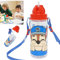 HOVUK Paw Patrol Water Bottle with Straw, Tritan Drinks Bottle for School, Reusable, Leak Proof BPA free, Transparent Bottle for Cycling Sports School Gym Running and Everyday Use 3+Years - 500ml