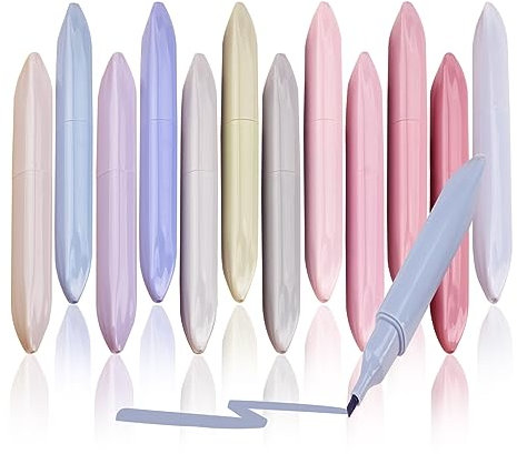 Dacono Textmarker ästhetische, 12 Pcs süße Bibel-Textmarker in sanften, gemischten Farben mit weicher Meißelspitze, kein Ausbluten, schnell trocknend, für Tagebuch Bibelplaner Notizen