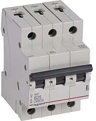Legrand, RX3 419171 - Conmutador térmico magnético (4 unidades, 25 A, 3 pines, 6000 A, 400 VAC, 3TE)