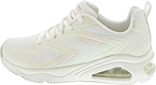 Skechers Women's Tres-Air Uno Glit-Airy Sneaker, White Glitter Hot Melt/Mesh, 5 UK