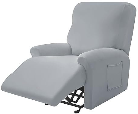 Highdi Stretchhusse für Relaxsessel Komplett Sesselschoner, Stretch Relaxsessel Bezüge - Einfarbig Elastisch Sesselbezug für Fernsehsessel Liege Sessel (rauchgrau,1 Sitzer)