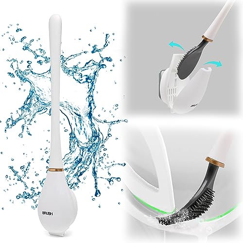 Flexible Toilettenbürste Aus Silikon, 2023 Neu Klobürste Silikon WC Bürste Silikon Klobürste Wandmontage, Flach Toilet Brush mit Schnell Trocknendem Haltersatz, Ohne Bohren Toilettenbürste