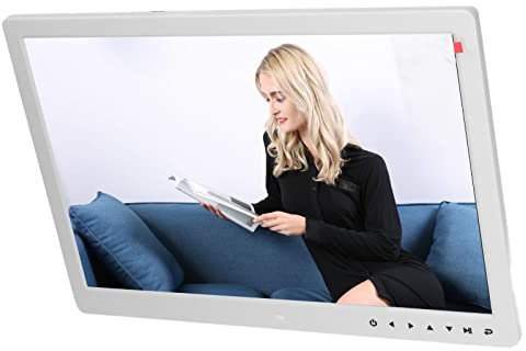 Digitaler 15,4-Zoll-Fotorahmen, Multifunktionaler Elektronischer Fotorahmen mit Dual-Modus-Steuerung, Uhr, Kalender, Unterstützung für MP4, AVI, MPG, FLV, Videoplayer für