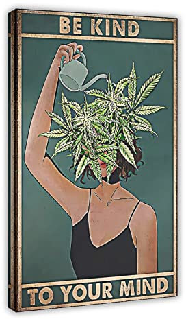 SORECI Vintage Be Kind To Your Mind Poster Leinwand Poster Wandkunst Dekor Druck Bild Gemälde für Wohnzimmer Schlafzimmer Dekoration Rahmenstil 50 x 75 cm