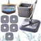 Spin Mop M16, M16 Spin Mop, mocio rotante autopulente M16, mocio rotante e secchio con set strizzatore, mocio quadrato per la pulizia dei pavimenti, mocio rotante separato per acqua pulita e sporca,