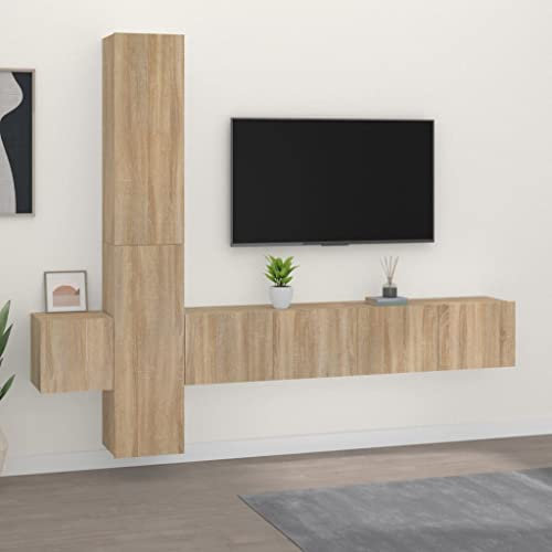 Tidyard Ensemble de Meubles TV Murale Armoires Multimédias de Salon 5 pcs Chêne Sonoma Bois d'ingénierie