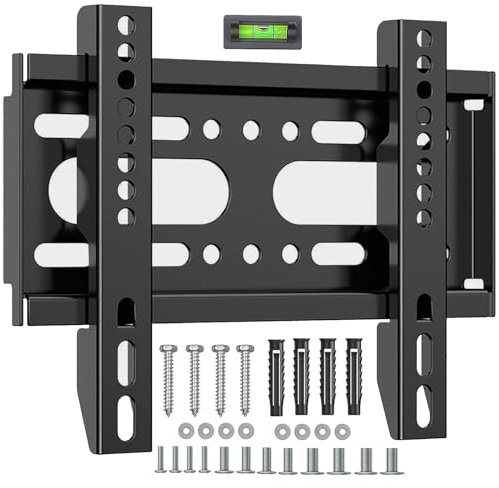 GLWIXY Soporte fijo de pared para TV para la mayoría de televisores planos y monitores de 14 a 42 pulgadas, soporte de TV pequeño ultra delgado Max VESA 200 x 200 mm y capacidad de carga de 55 libras