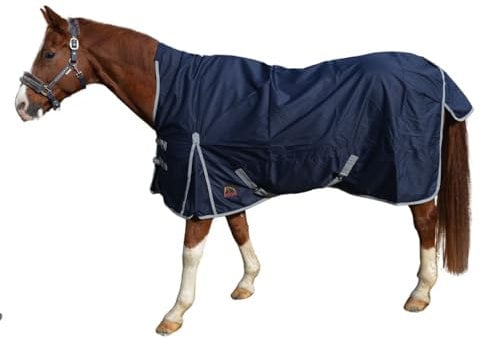AMKA Outdoordecke Weidedecken Pferde High Neck 600 D 200 g Füllung dunkelblau