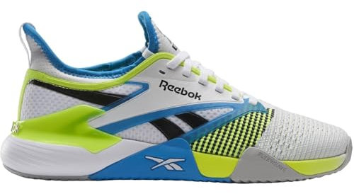 Reebok Mixte Nano Court Sneaker, White/Digital Lime/Aqua, 44.5 EU