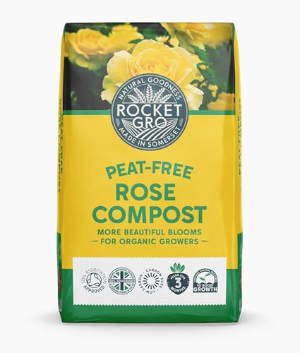 RocketGro Rose Compost Peat-Free – 40L – 100% Organic, Chemical-Free, Nutrient-Rich Blend for Roses, Shrubs, Annuals & Perennials, Bio-active, Rich Compost